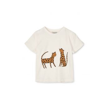 Liewood tricou de bumbac pentru copii culoarea bej, cu imprimeu