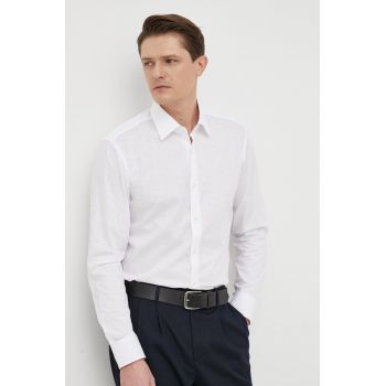 BOSS cămașă din bumbac bărbați, culoarea alb, cu guler clasic, regular 50473310