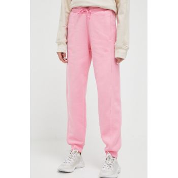 adidas pantaloni de trening culoarea roz, neted de firma original