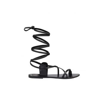 Manebi sandale de piele Tie-Up Leather Sandals femei, culoarea negru L 7.0 Y0