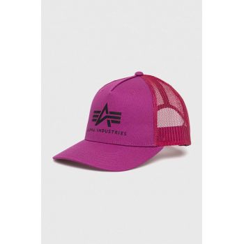 Alpha Industries șapcă din bumbac culoarea violet, cu imprimeu 186902.677-DarkMagent