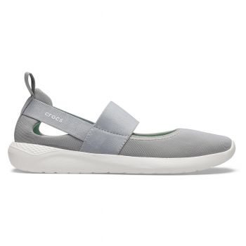 Pantofi Crocs Women's LiteRide Mary Jane Gri - Light Grey/White
