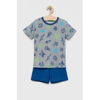 United Colors of Benetton pijamale de bumbac pentru copii culoarea albastru marin, modelator
