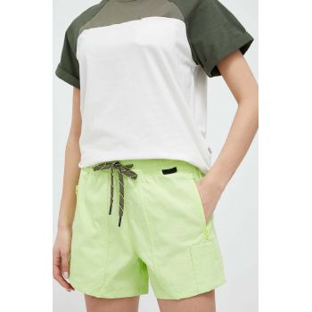 Wrangler pantaloni scurti ATG femei, culoarea verde, neted, high waist