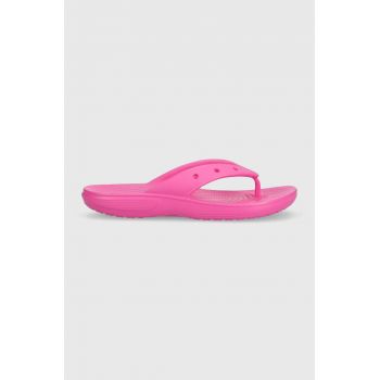Crocs șlapi Classic Flip femei, culoarea roz, cu toc plat, 207713 207713.6UB-6UB
