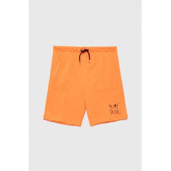 Birba&Trybeyond pantaloni scurti copii culoarea portocaliu, talie reglabila