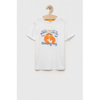 Birba&Trybeyond tricou de bumbac pentru copii culoarea alb, cu imprimeu
