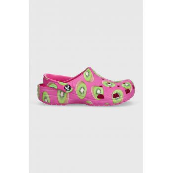 Crocs papuci Classic Hyper Real Clog femei, culoarea roz, 208343 208343.312-312