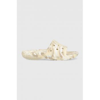 Crocs papuci Classic Marbled Slide femei, culoarea bej, 206879 206879.2Y3-2Y3