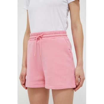 4F pantaloni scurti femei, culoarea roz, neted, high waist
