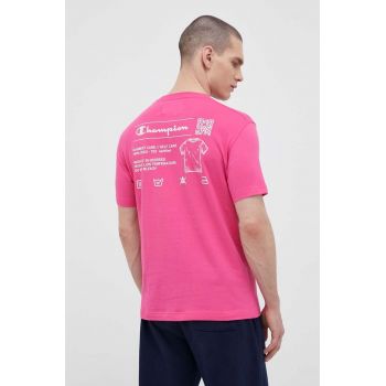 Champion tricou din bumbac culoarea roz, neted de firma original