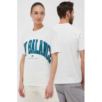 New Balance tricou din bumbac UT31551SAH culoarea gri, cu imprimeu de firma original