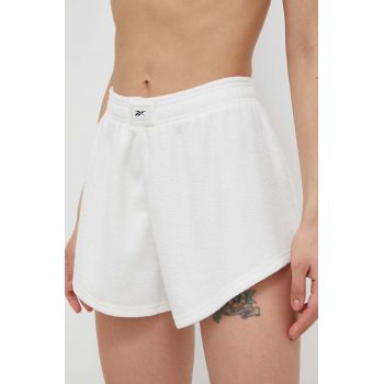 Reebok Classic pantaloni scurți femei, culoarea alb, uni, high waist HT7853-NONDYE