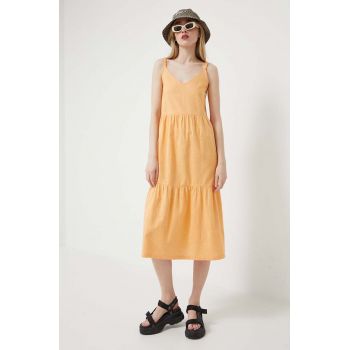 Roxy rochie culoarea portocaliu, midi, evazati ieftina