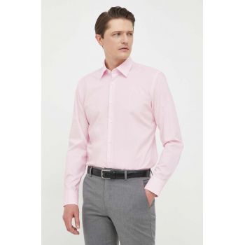 BOSS cămașă bărbați, culoarea roz, cu guler clasic, slim 50469345