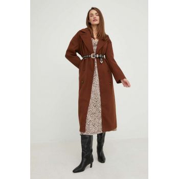 Answear Lab palton de lana culoarea maro, de tranzitie, oversize de firma original