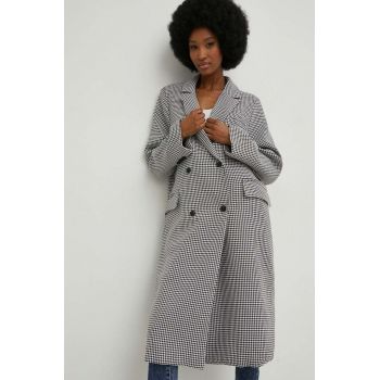 Answear Lab palton femei, culoarea negru, de tranzitie, cu doua randuri de nasturi de firma original
