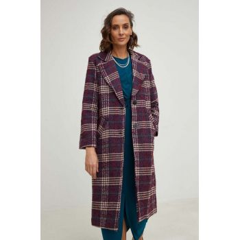 Answear Lab palton din lana culoarea violet, de tranzitie ieftin