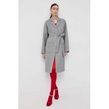 Custommade palton femei, culoarea gri, de tranzitie de firma original