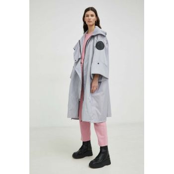 MMC STUDIO palton femei, culoarea gri, de tranzitie, oversize de firma original