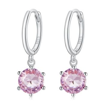 Cercei din argint Beautiful Pink Crystal ieftin