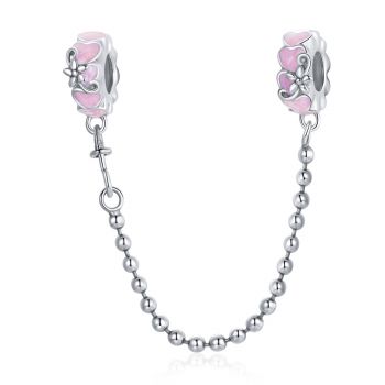 Talisman din argint Pink Hearts Safety Chain