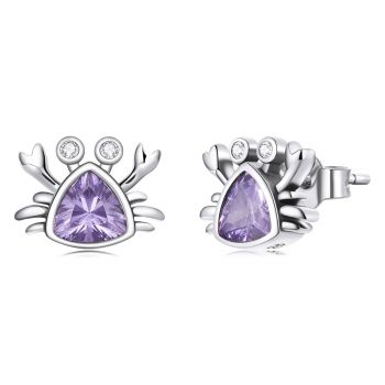 Cercei din argint Little Purple Crab ieftin