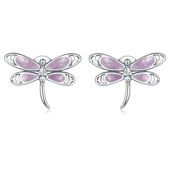 Cercei din argint Pink Dragonfly de firma original