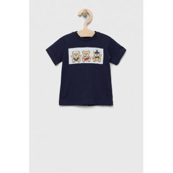 Birba&Trybeyond tricou din bumbac pentru bebelusi culoarea albastru marin, cu imprimeu