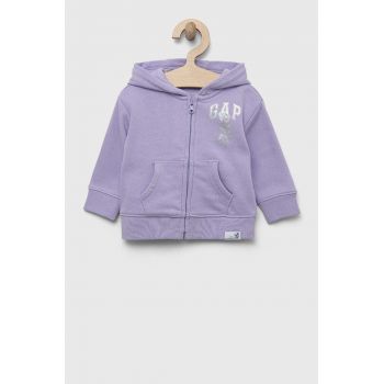 GAP bluza bebe x Disney culoarea violet, cu glugă, cu imprimeu