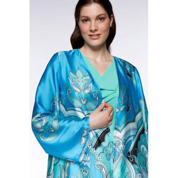 Kimono de satin cu imprimeu paisley