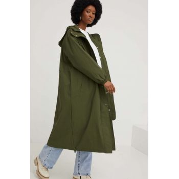 Answear Lab palton femei, culoarea verde, de tranzitie, oversize de firma original