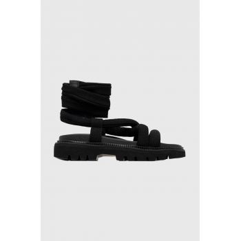 Tommy Jeans sandale CHUNKY SANDAL femei, culoarea negru, cu platforma, EN0EN02073