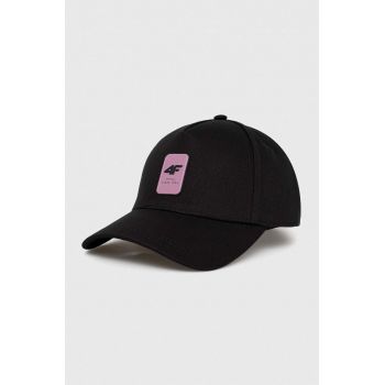 4F șapcă de baseball din bumbac culoarea negru, cu imprimeu