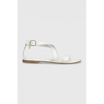 U.S. Polo Assn. sandale de piele LINDA femei, culoarea alb, LINDA001D