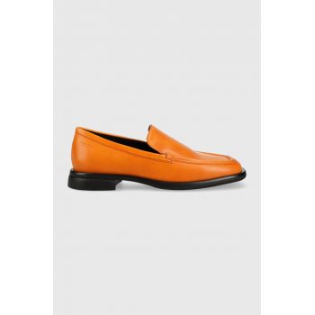 Vagabond Shoemakers mocasini de piele BRITTIE femei, culoarea portocaliu, cu toc plat, 5451.001.44