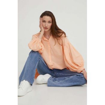 Answear Lab camasa din bumbac femei, culoarea portocaliu, relaxed