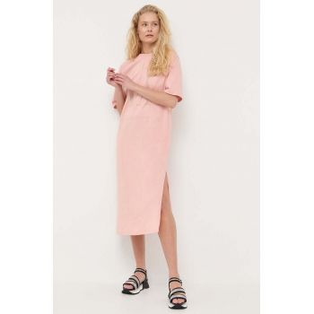 Armani Exchange rochie culoarea roz, maxi, oversize ieftina