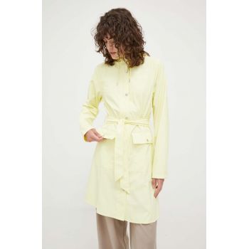 Rains geaca de ploaie 18130 Curve Jacket femei, culoarea galben, de tranzitie