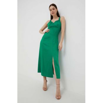 United Colors of Benetton rochie culoarea verde, midi, drept