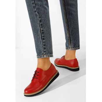 Pantofi derby piele Casilas rosii la reducere