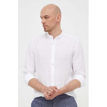 BOSS cămașă de in ORANGE culoarea alb, cu guler stand-up, regular 50489339