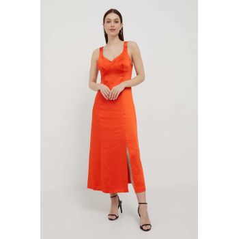 United Colors of Benetton rochie culoarea portocaliu, midi, evazati