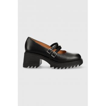 Charles Footwear pantofi de piele Kiara Mary Jane culoarea negru, cu platforma, Kiara.Mary.Jane.Loafer