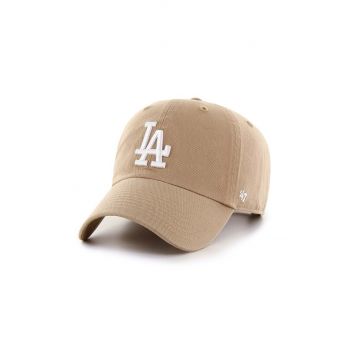47brand șapcă de baseball din bumbac MLB Los Angeles Dodgers culoarea bej, cu imprimeu B-NLRGW12GWS-KHA