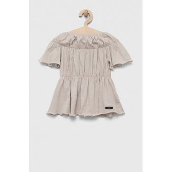 Sisley bluza din bumbac culoarea gri, neted