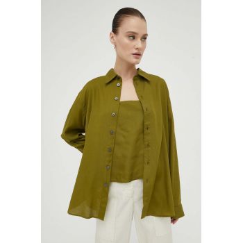 G-Star Raw camasa femei, culoarea verde, cu guler clasic, relaxed
