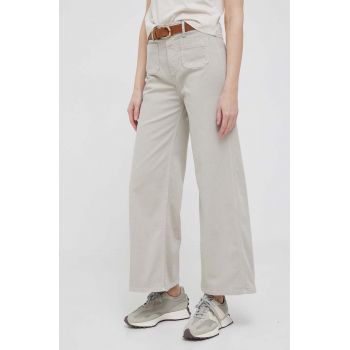Pepe Jeans pantaloni femei, culoarea gri, lat, high waist