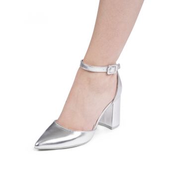 Pantofi dama din piele ecologica Argintii Gina Marimea 38