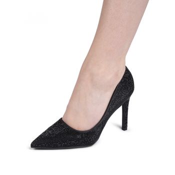 Pantofi dama din piele ecologica si cristale miniaturale Negri Erica Marimea 39